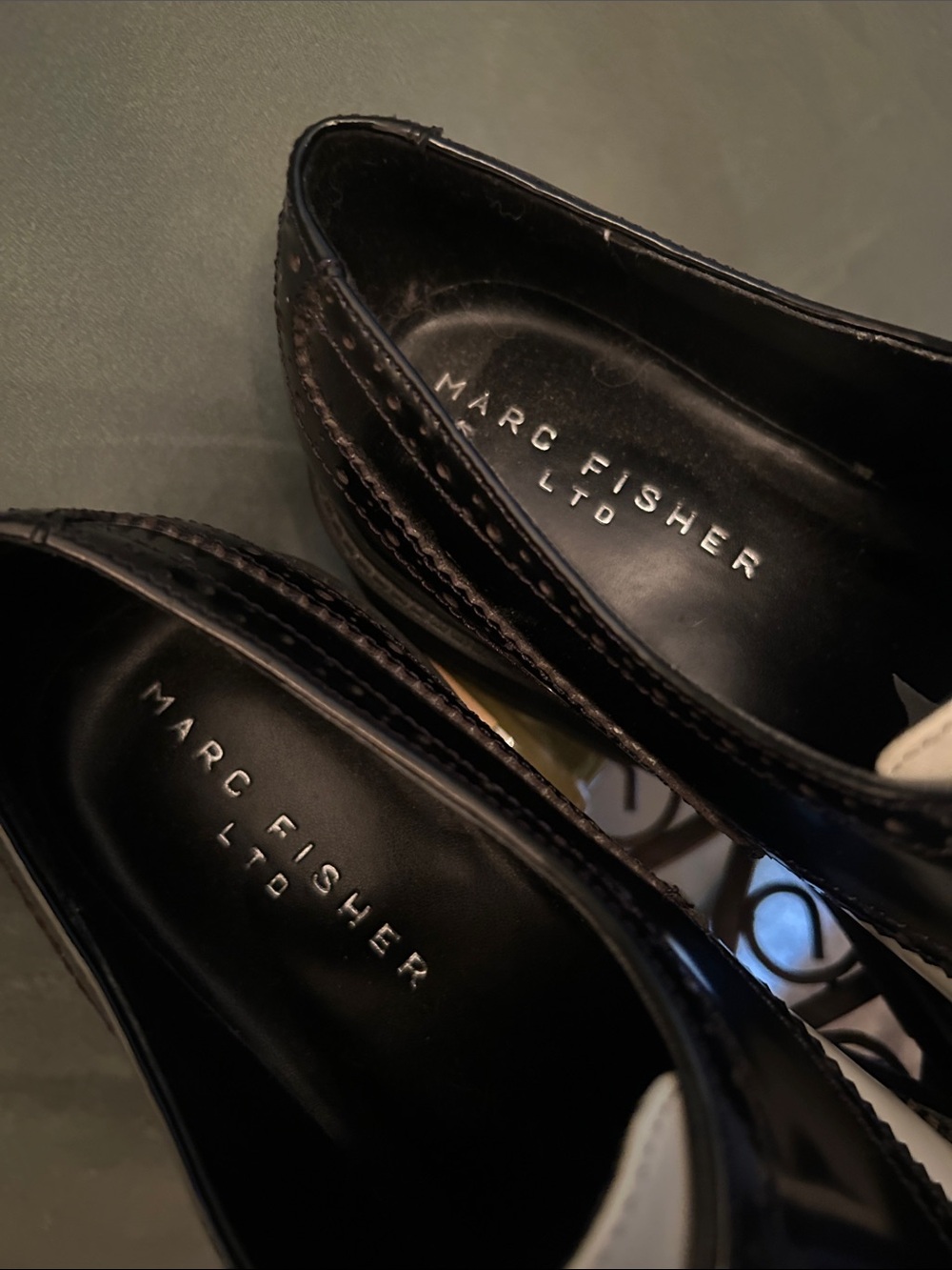 Marc Fisher Remona Black and White Monk Strap Brogue Oxfords - Picture 4 of 7